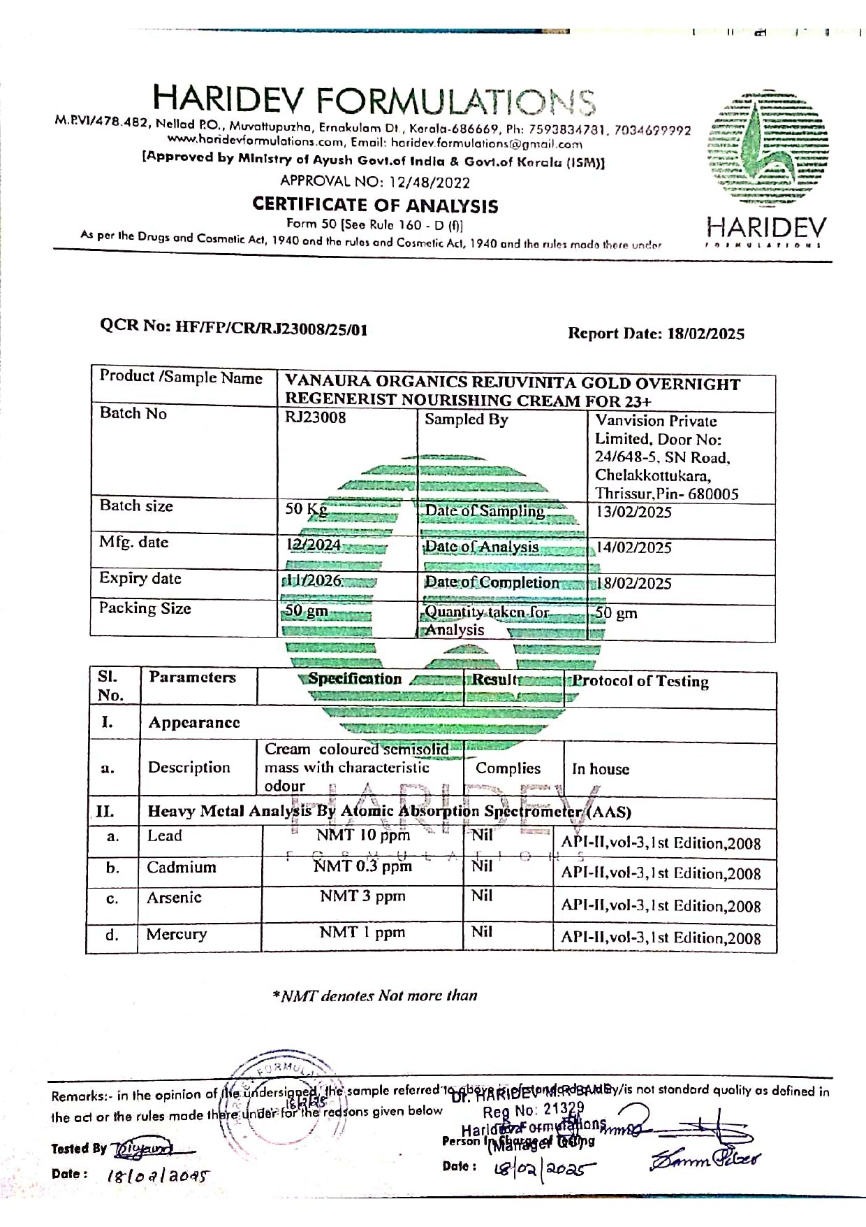 Rejuvinita Gold 23+ (for 23-31yrs)-Overnight Regenerist Nourishing Cream- 50g