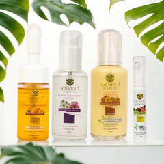 4-step Advanced Skincare Routine Kit (CTM for Dry Skin + Undereye Gel Serum) for clear skin - Vanaura Organics