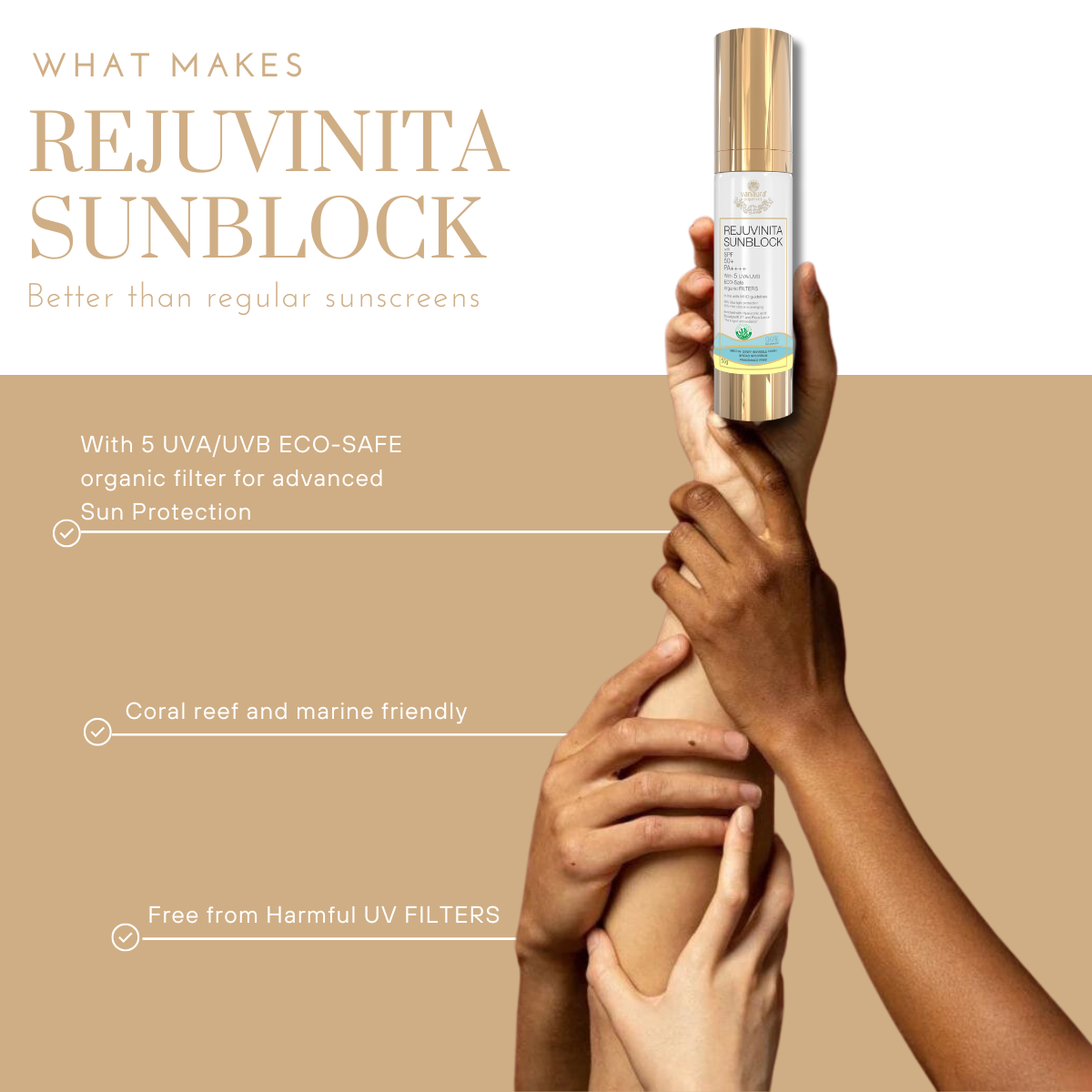 Rejuvinita sunblock cream with SPF 50+ PA++++, 50g