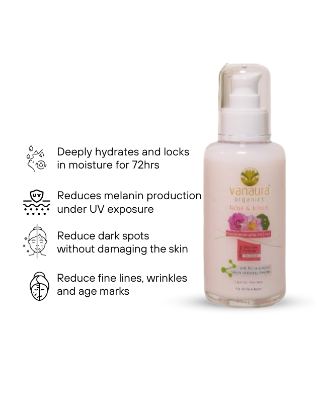 Rose and lotus Deep moisturizing day gel cream With Bio engineered natural whitening complex (All skin types) 100 ML