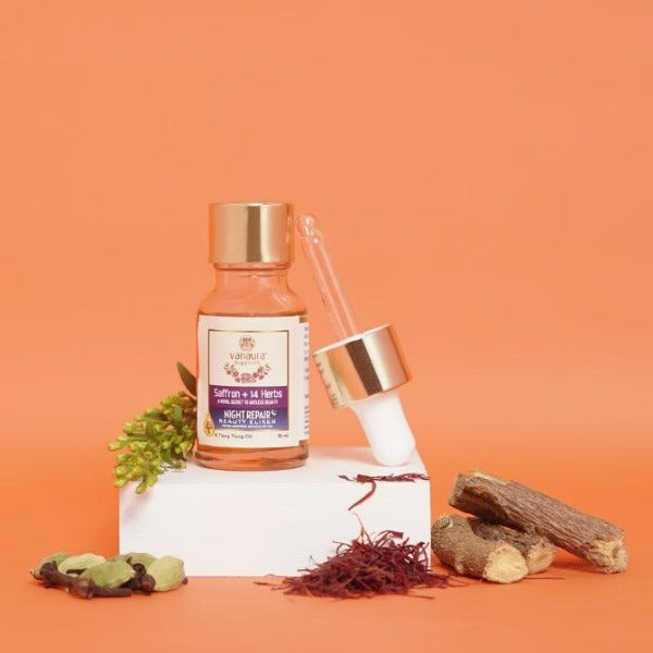 Saffron+14 herbs, Night repair beauty elixer - Vanaura Organics