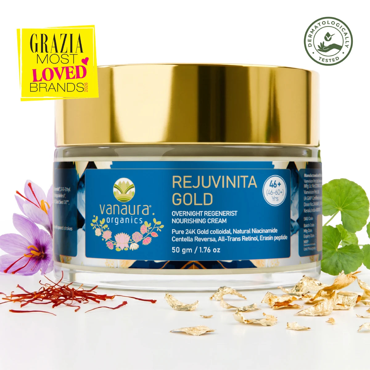 Rejuvinita Gold 46+ (For 46-60+Yrs) - Gold-infused Anti-Aging cream | All in One 50 g