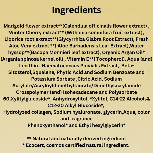 Marigold and Winter cherry Deep moisturizing gel cream for Dry skin - Vanaura Organics