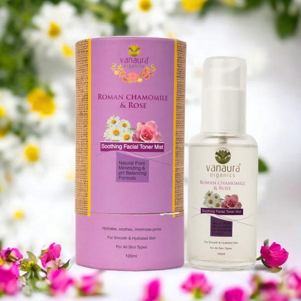 Roman Chamomile and Rose Soothing facial toner mist - Vanaura Organics